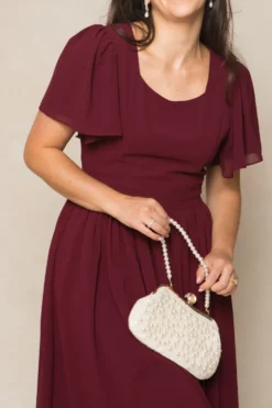 Abbie Dress in Wine Chiffon