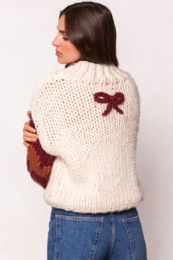 Aimee Sweater in Orange & Cream
