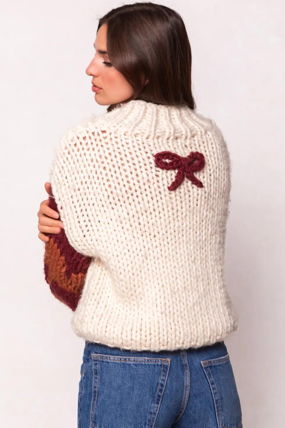 Aimee Sweater in Orange & Cream