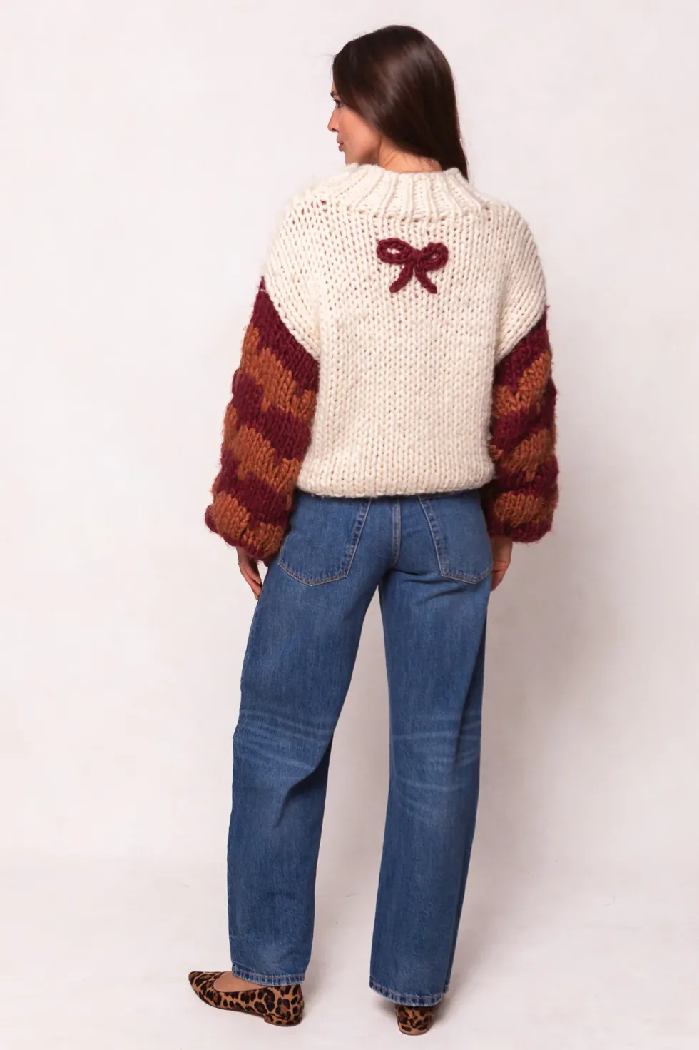 Aimee Sweater in Orange & Cream