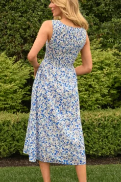 Ana Dress in Ditsy Cobalt Floral