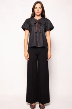 Andrea Blouse in Black Denim