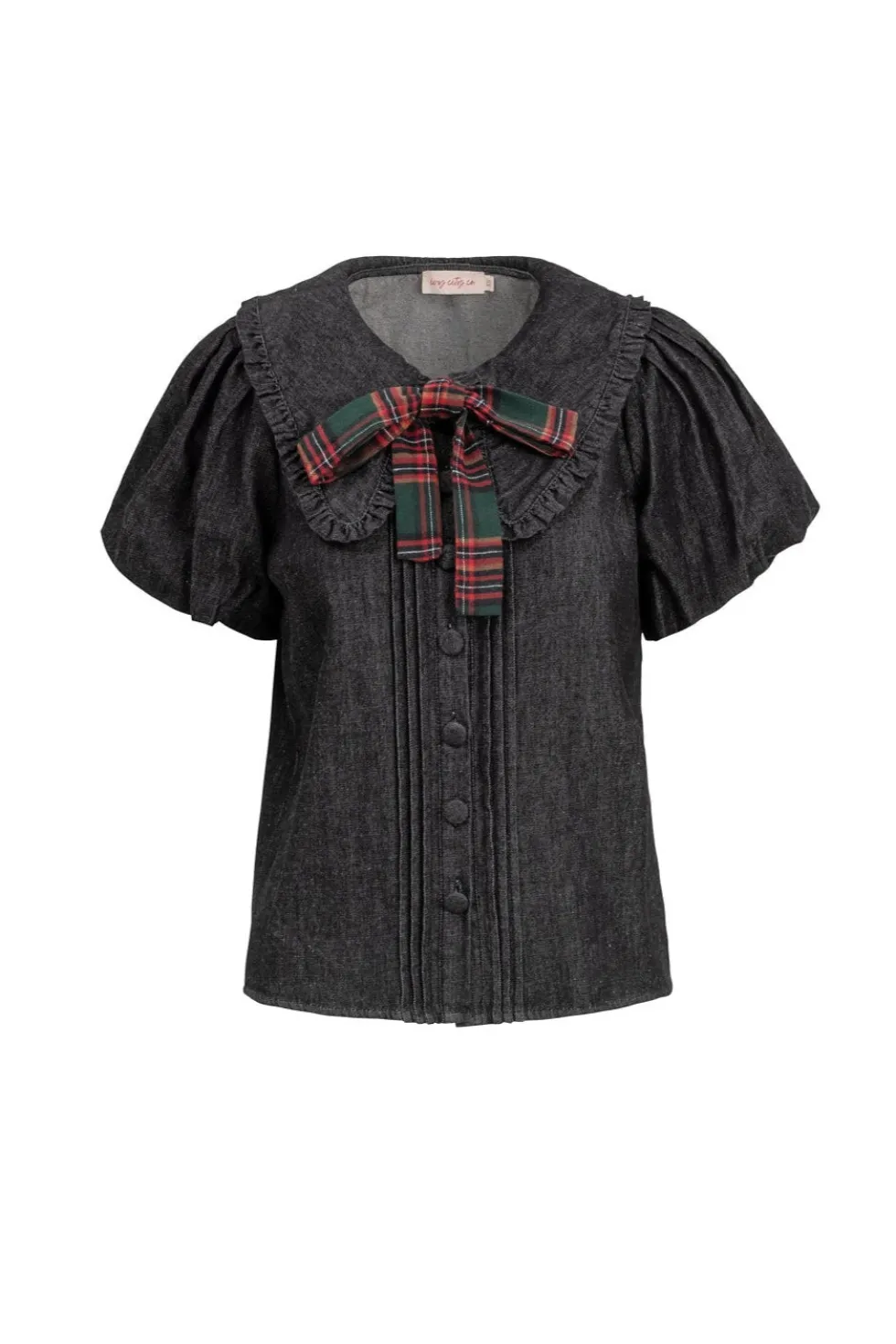 Andrea Blouse in Black Denim