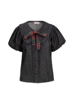 Andrea Blouse in Black Denim