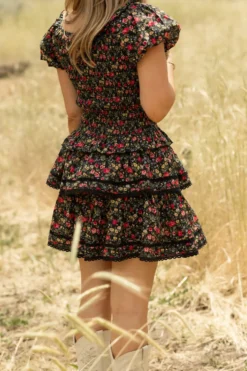 Annalise Skirt in Obsidian Vintage Poppies