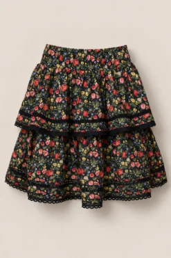 Annalise Skirt in Obsidian Vintage Poppies