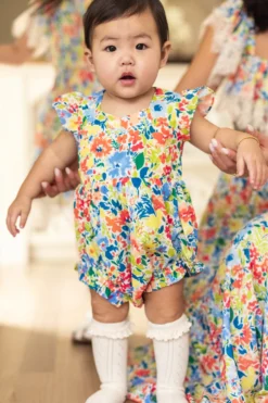 Baby Ada Romper in Vibrant Yarrow Print