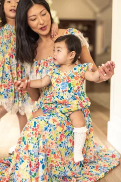 Baby Ada Romper in Vibrant Yarrow Print