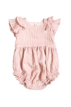Baby Hattie Romper in Pink Stripes