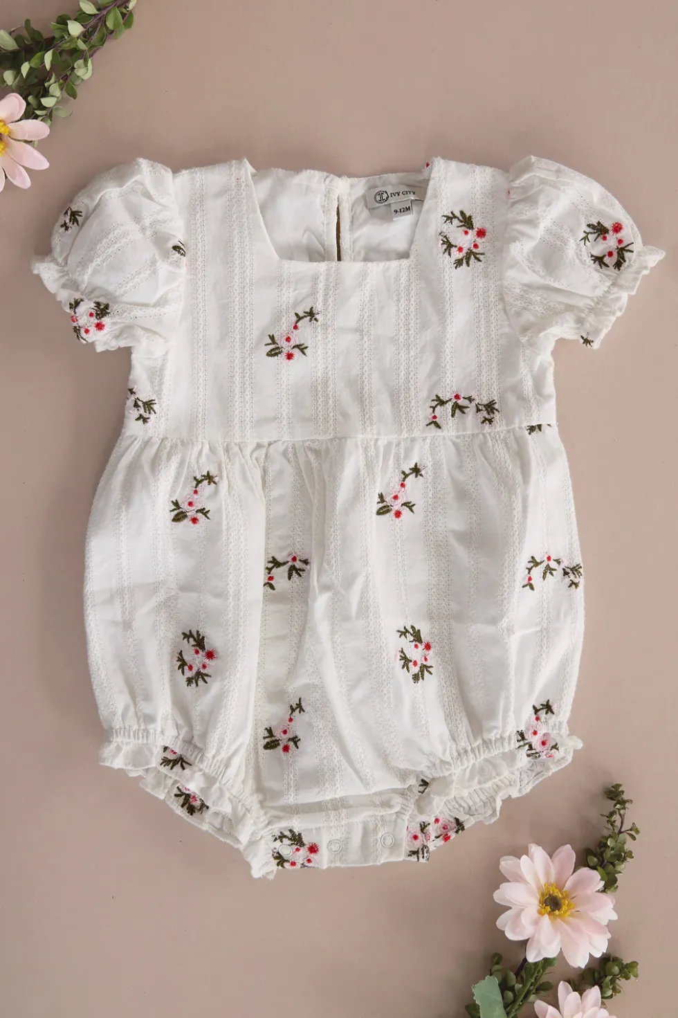 Baby Jessie Romper in Ditsy Embroidery