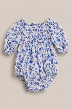 Baby Madeline Romper in Ditsy Cobalt Floral