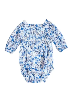 Baby Madeline Romper in Ditsy Cobalt Floral