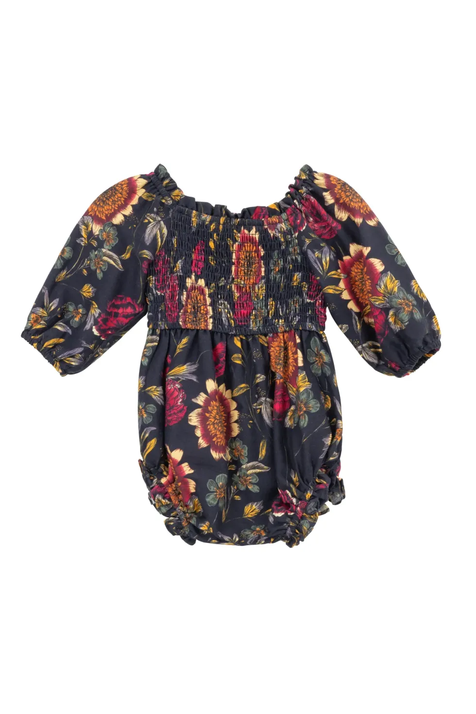 Baby Madeline Romper in Moody Sunflower