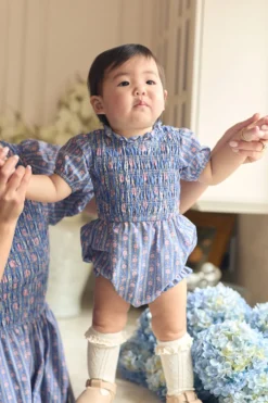 Baby Mariah Romper in Linear Print