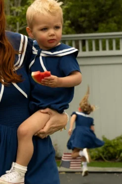 Baby Sailor Romper in Navy