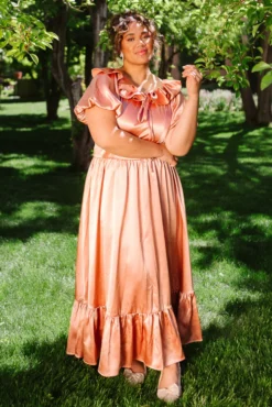 Billie Dress in Apricot Crush Satin