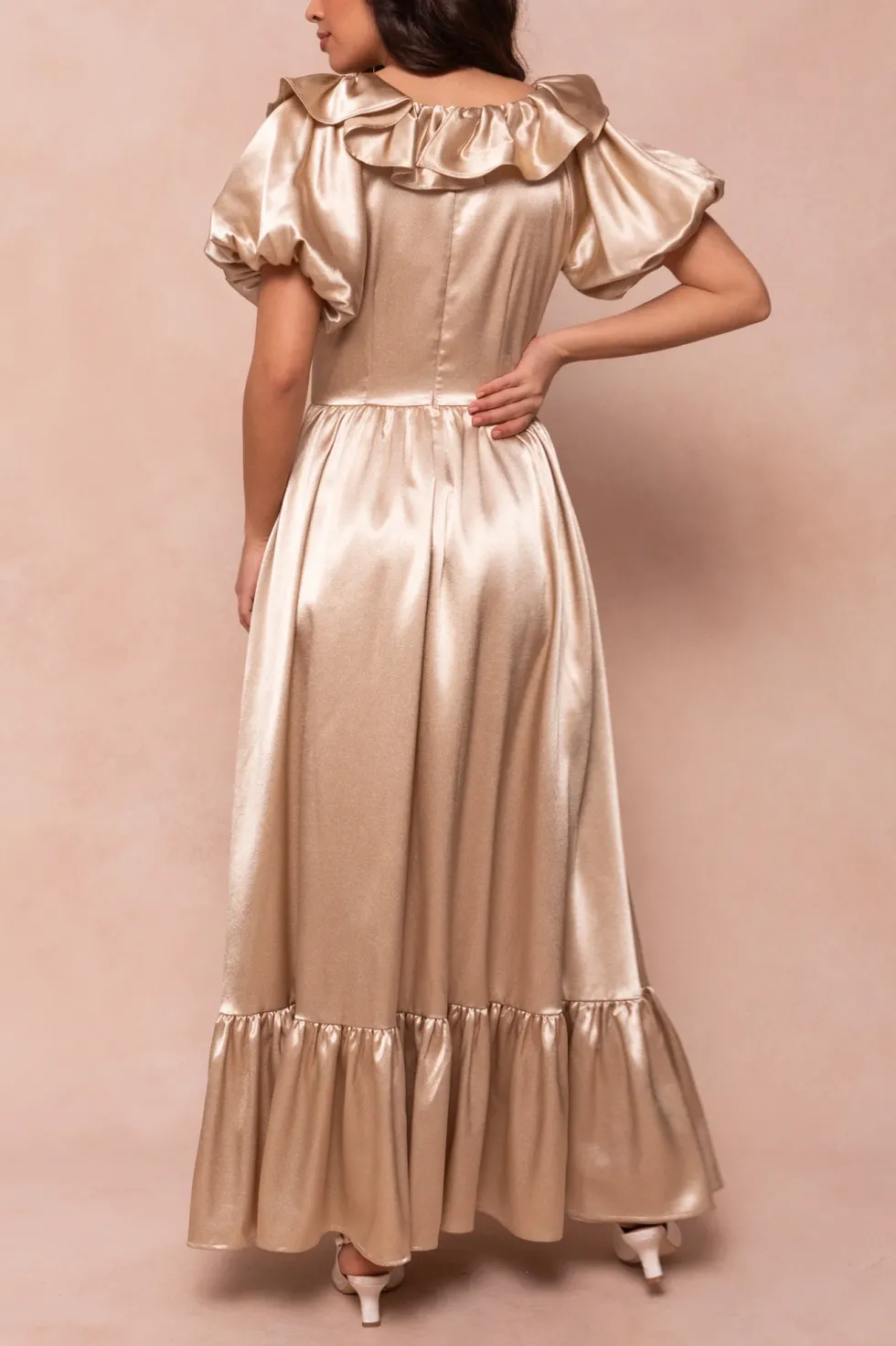 Billie Dress in Champagne Satin