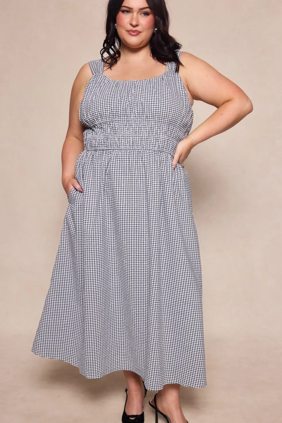 Bowen Dress in Black Diamonte Gingham