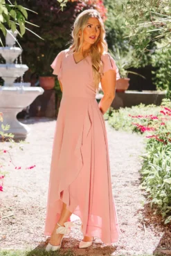 Callie Dress in Blush Chiffon