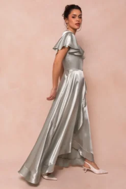 Callie Dress in Sage Satin