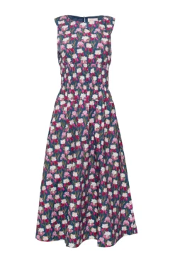 Carly Dress in Navy Pressed Petals