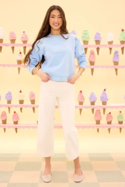 Casey Crewneck Sweatshirt in Light Blue