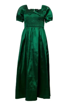 Cassie Dress in Green Taffeta