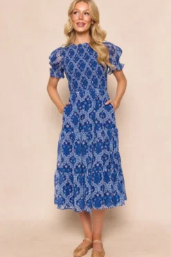 Cordelia Dress in Trellis Foulard