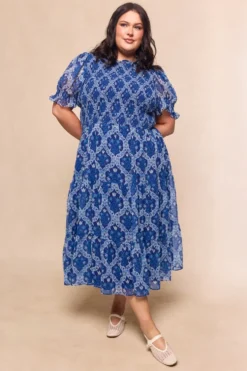 Cordelia Dress in Trellis Foulard