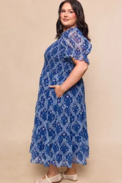 Cordelia Dress in Trellis Foulard