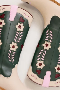 Dakota Boot in Green & Cream