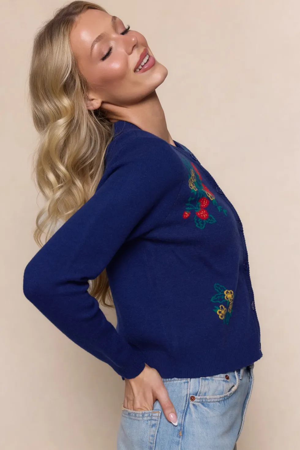 Delphi Sweater in Strawberry Print