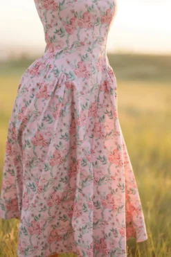 Edith Dress in Pink Sketched Flower