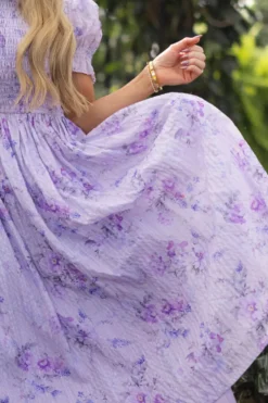 Flynn Midi Dress in Lavender Aquarelle Fleur