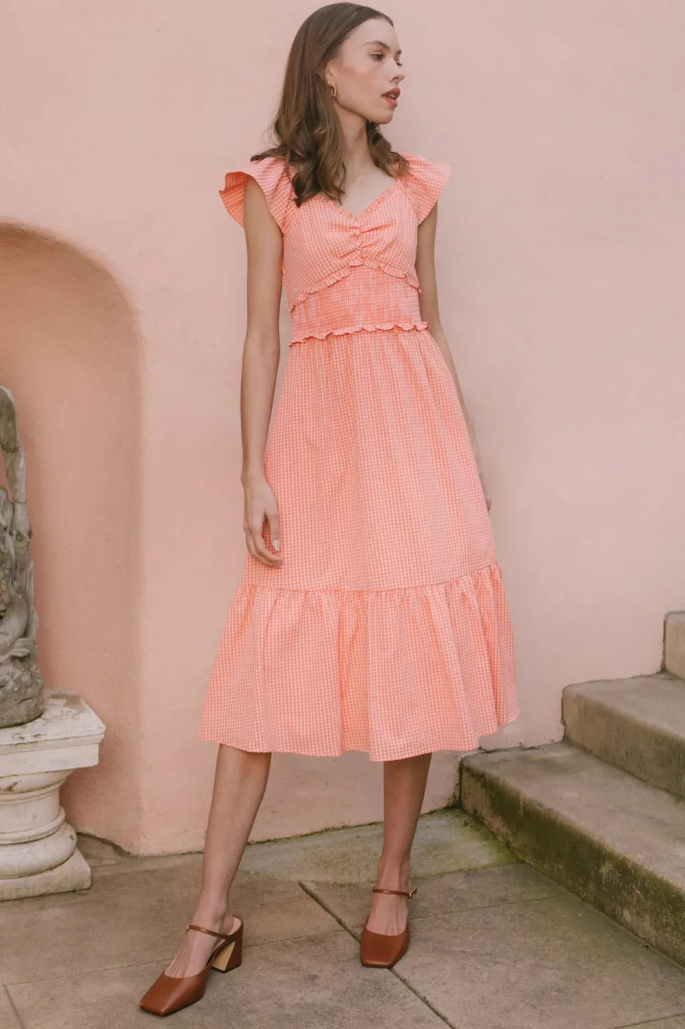 Gidget Dress in Orange Gingham