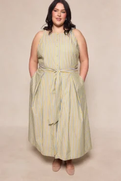 Glen Dress in Green Stripe