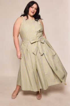 Glen Dress in Green Stripe