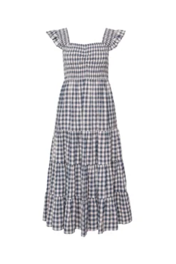 Hailey Dress in Indigo Gingham