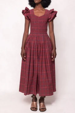 Hattie Dress in Burgundy Plaid