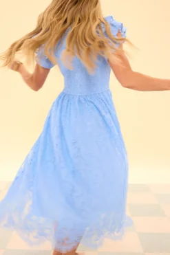 Hattie Dress in Cornflower Blue Lace