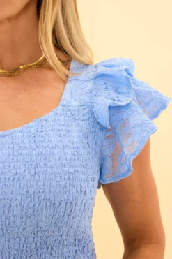 Hattie Dress in Cornflower Blue Lace
