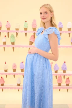Hattie Dress in Cornflower Blue Lace