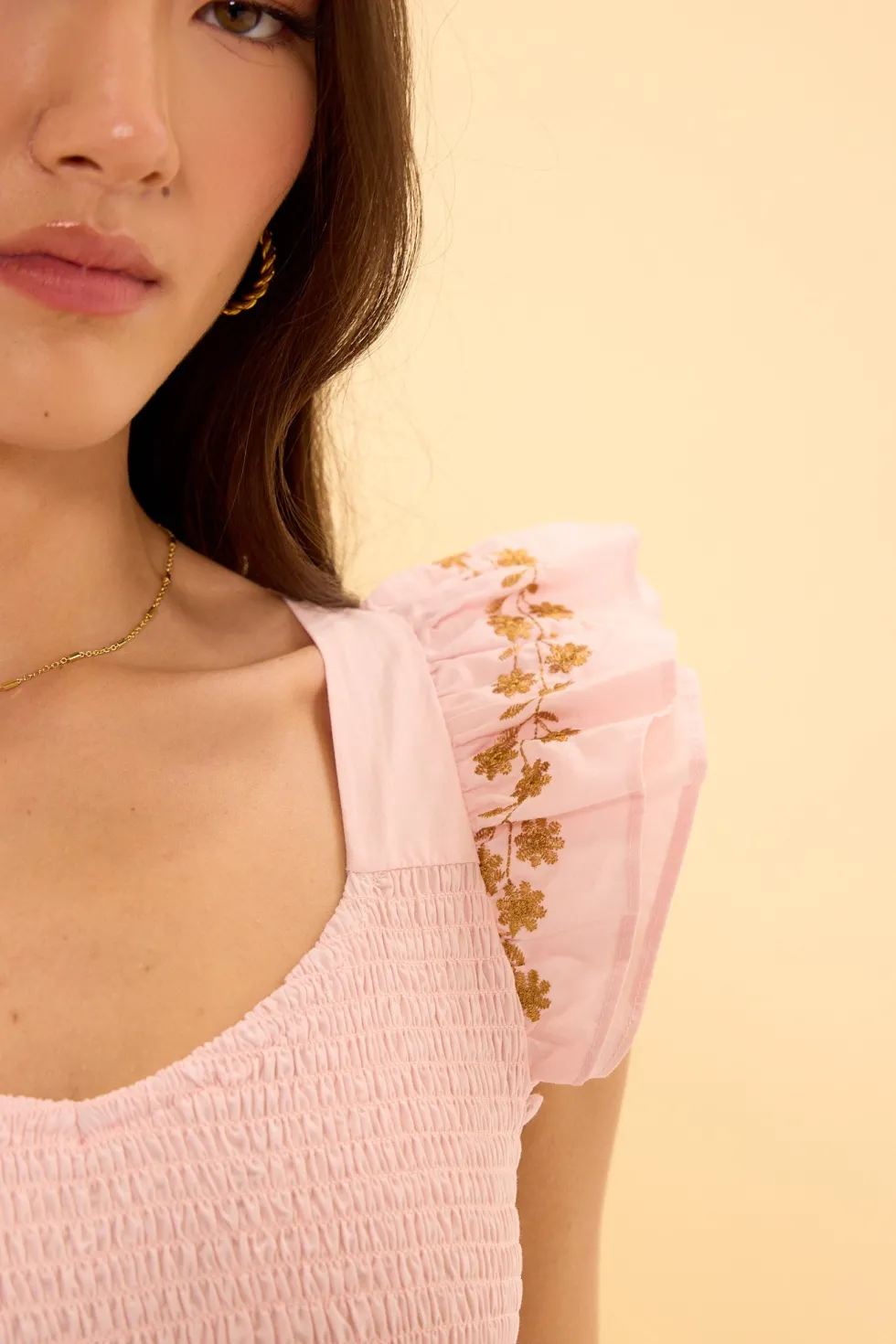Hattie Dress in Embroidered Spring Floral