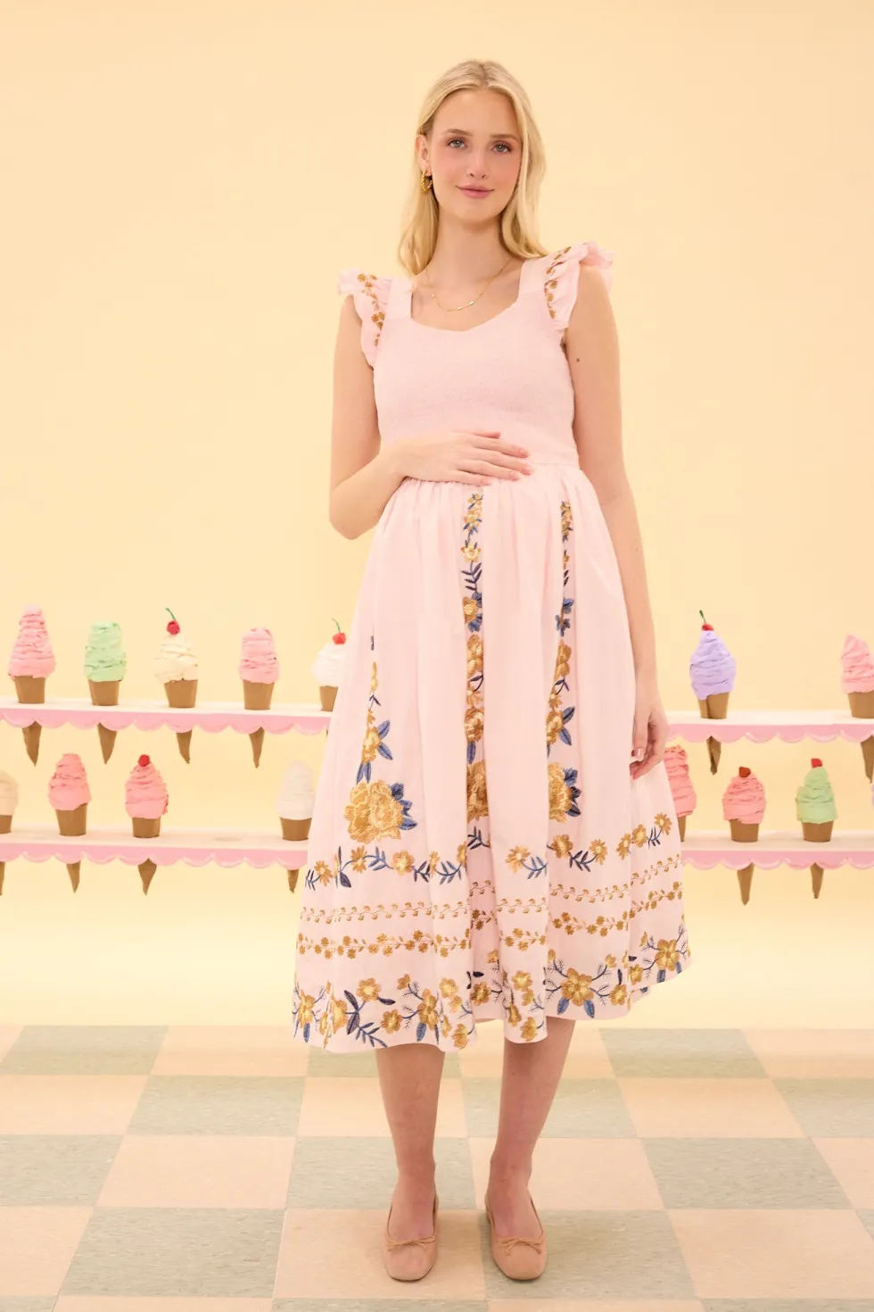 Hattie Dress in Embroidered Spring Floral