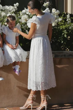 Hattie Dress in White Lace