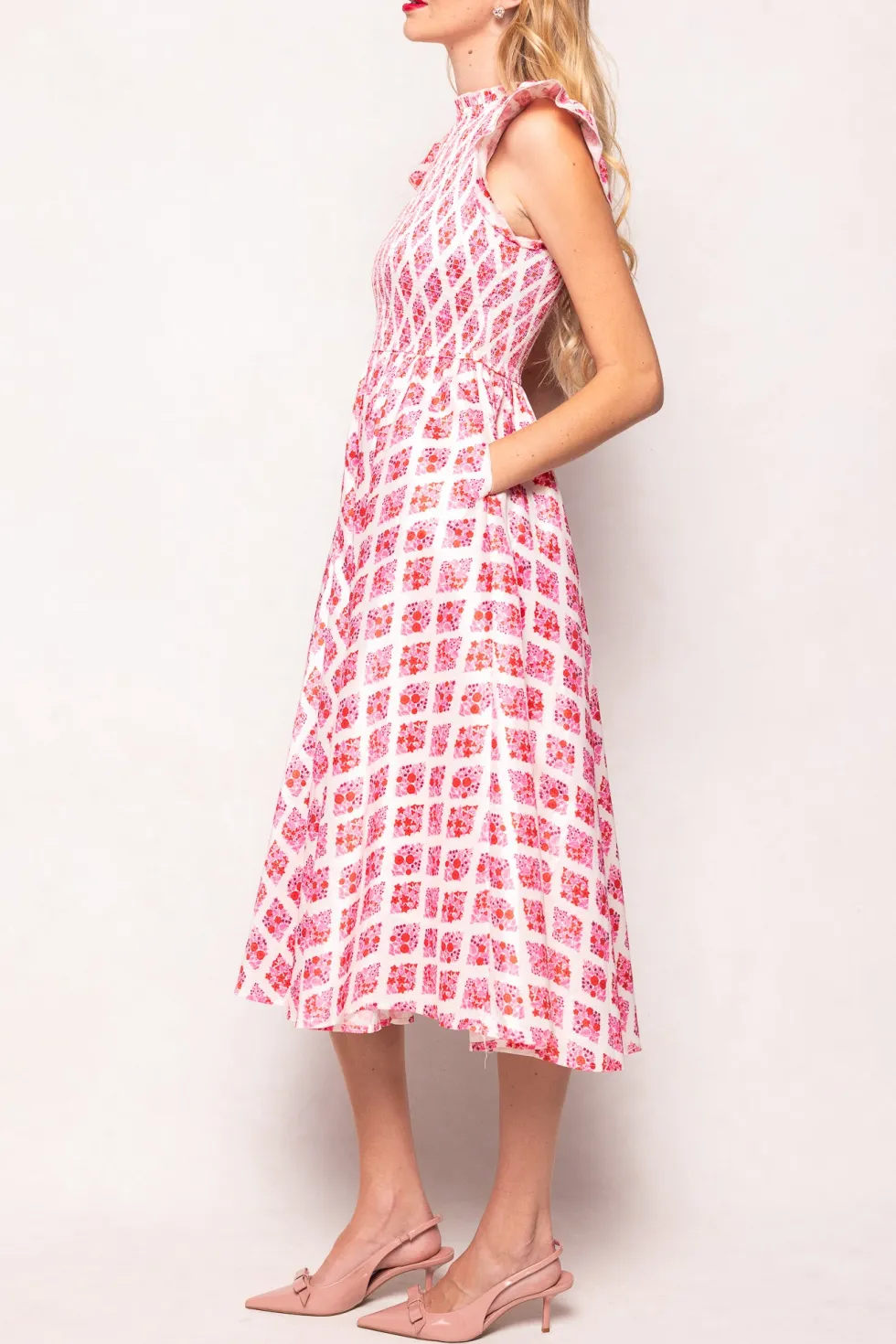 Kylie Dress in Rouge Lattice Floral