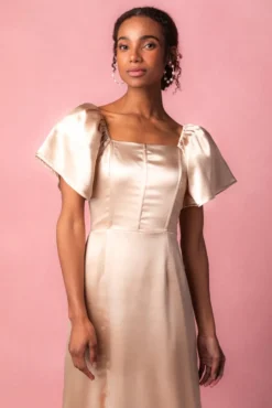 Maddie Dress in Champagne Satin