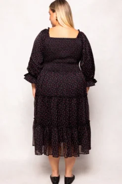 Madeline Dress in Black Ditsy Floral