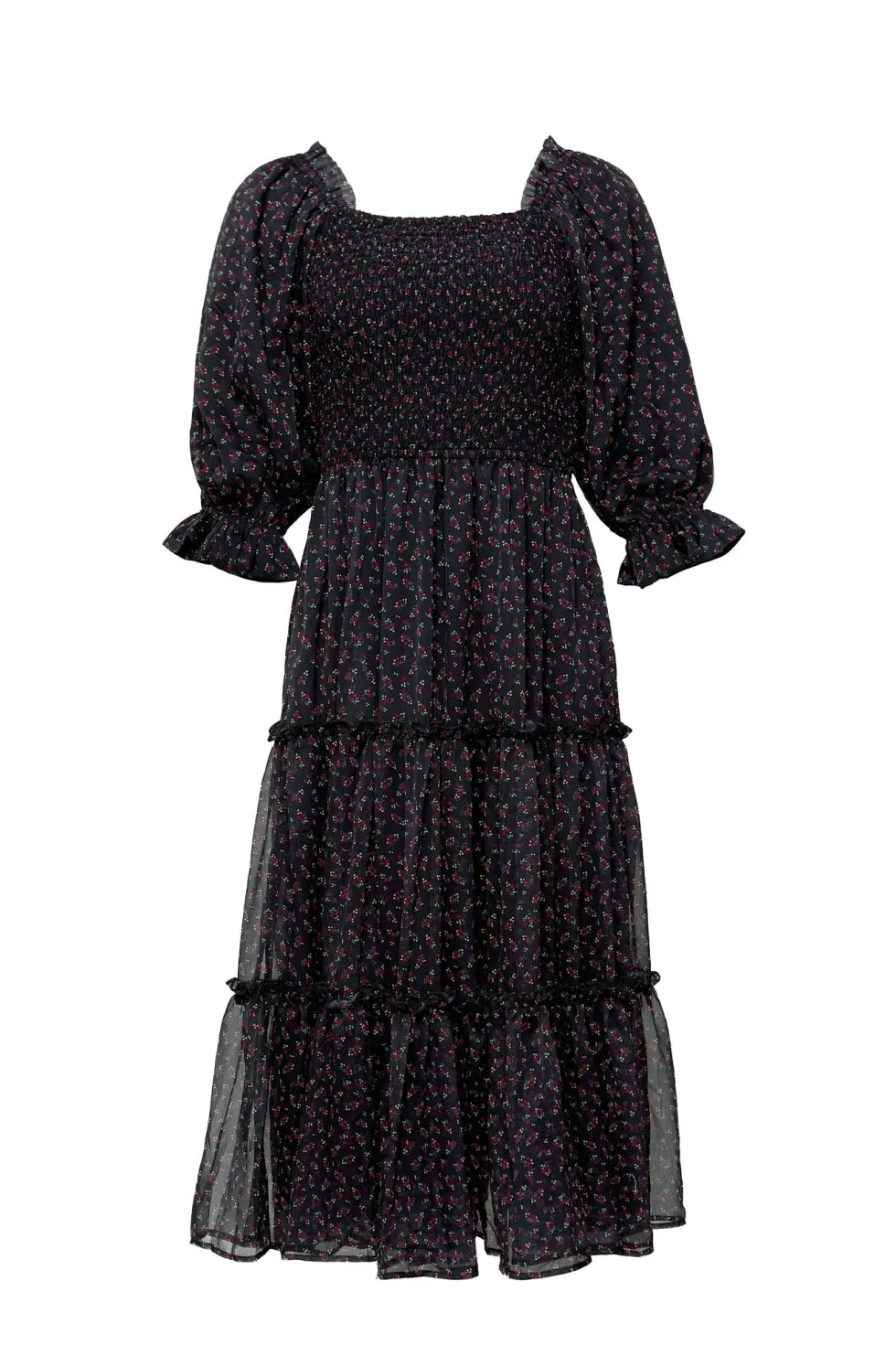 Madeline Dress in Black Ditsy Floral