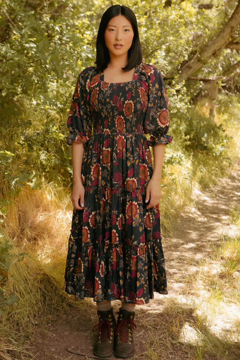 Madeline Dress in Moody Sunflower